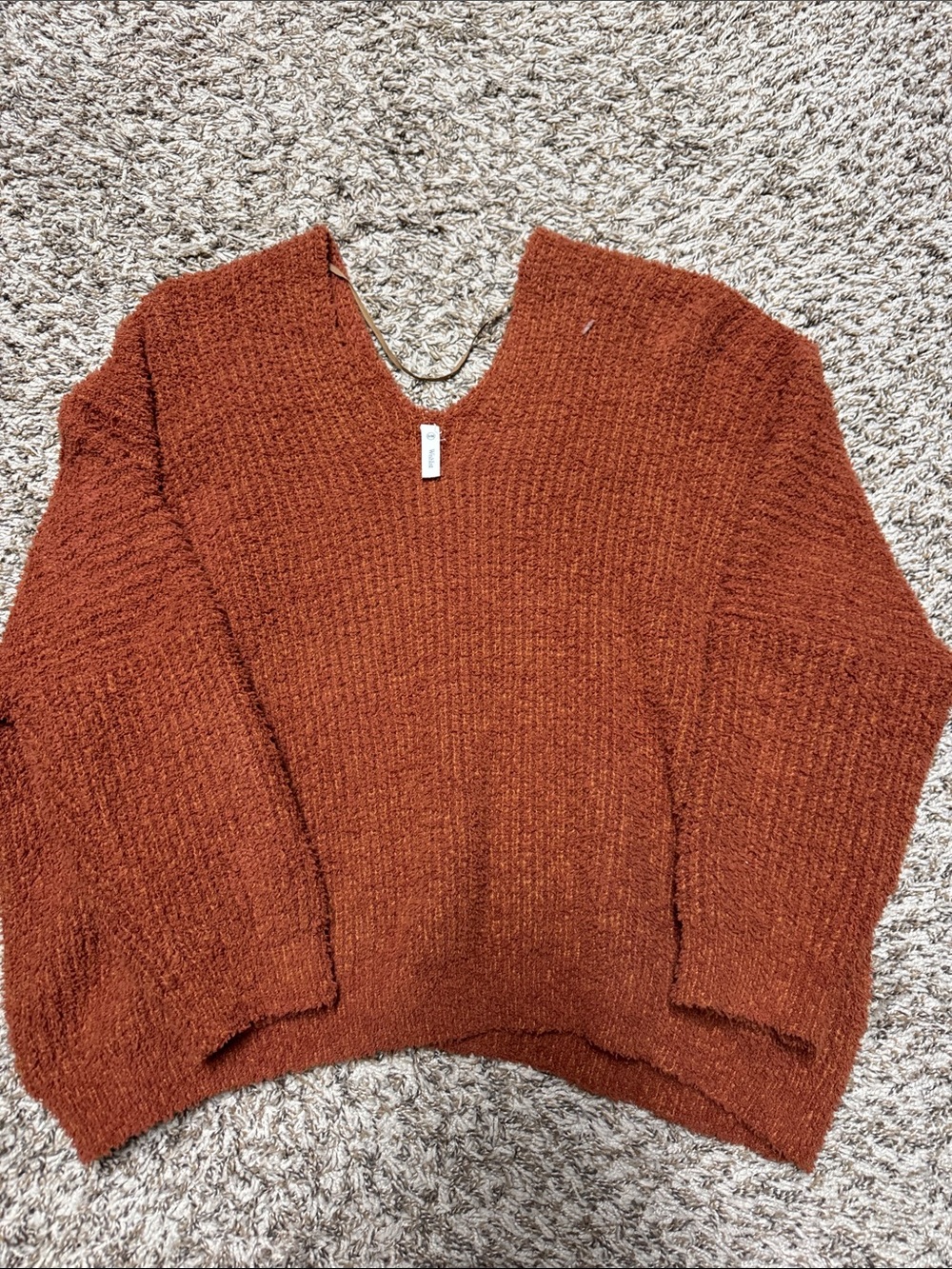 Wishlist Chunky V-Neck Sweater in Rust